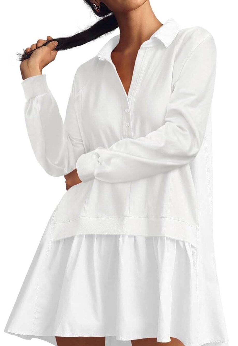 NWT Fisoew Women's Oversized Sweatshirt Dress LS Casual Pullover Mini Sz Large